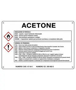 Cartello sostanza pericolosa 'acetone'