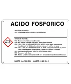 Cartello sostanza pericolosa 'acido fosforico'