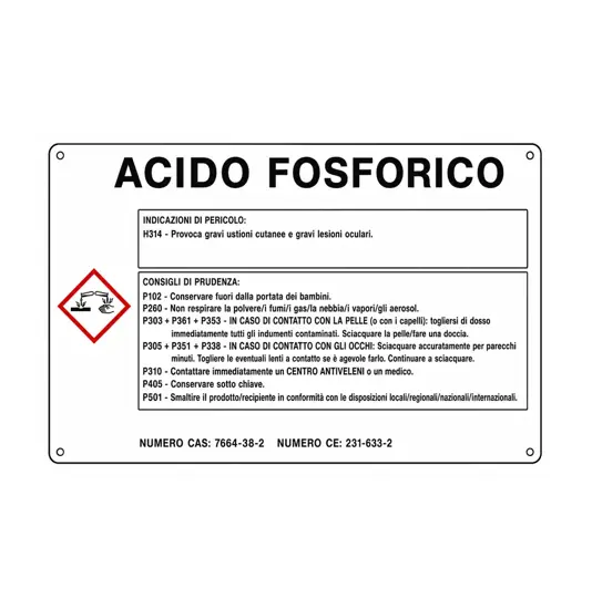 Cartello sostanza pericolosa 'acido fosforico'