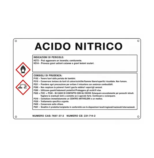 Cartello sostanza pericolosa 'acido nitrico'