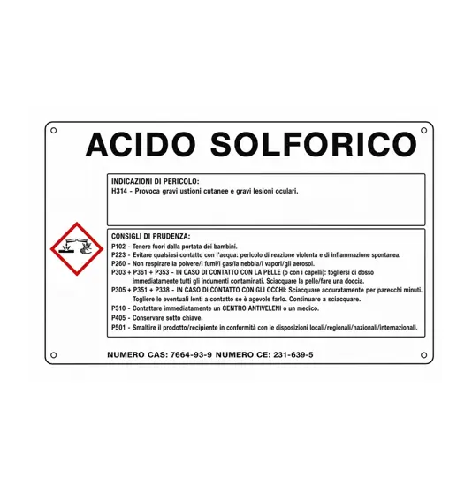 Cartello sostanza pericolosa 'acido solforico'