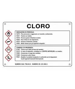 Cartello sostanza pericolosa 'cloro'