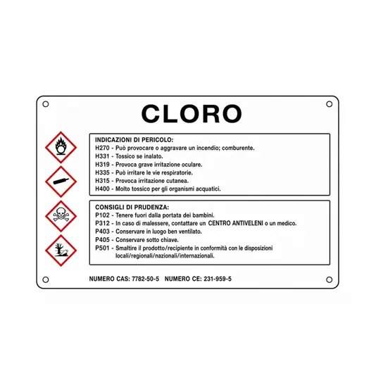 Cartello sostanza pericolosa 'cloro'