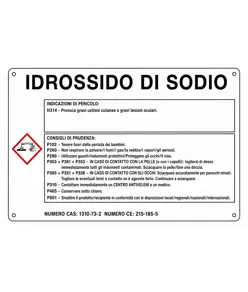 Cartello sostanza pericolosa 'idrossido di sodio'