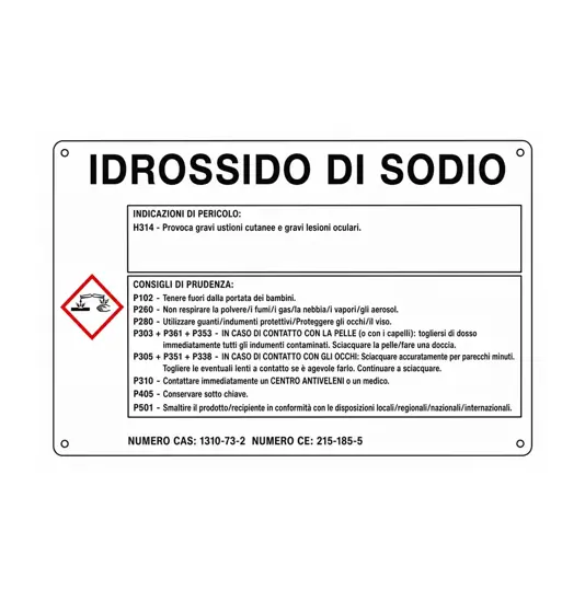 Cartello sostanza pericolosa 'idrossido di sodio'