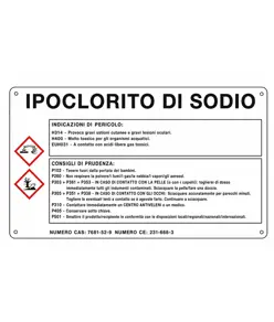 Cartello sostanza pericolosa 'ipoclorito di sodio'