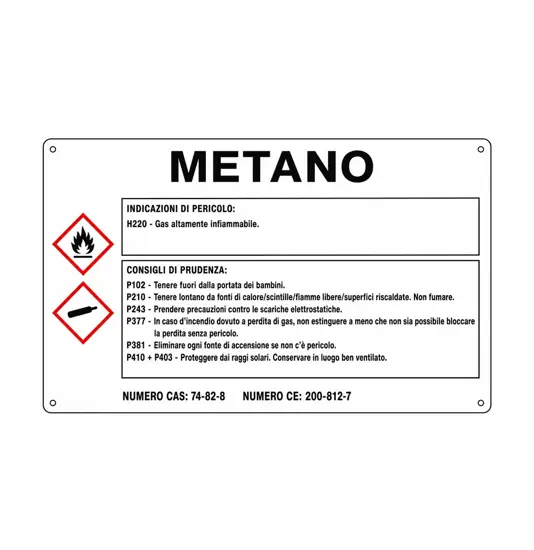Cartello sostanza pericolosa 'metano'