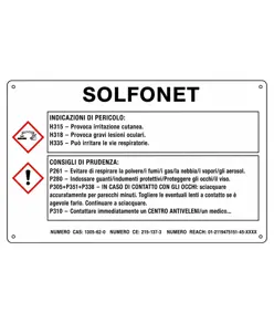 Cartello sostanza pericolosa 'solfonet'