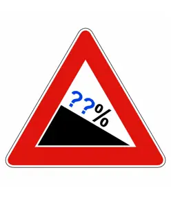 Cartello stradale discesa con pendenza