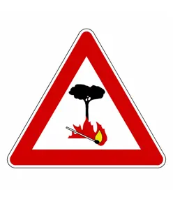 Cartello stradale pericolo incendio