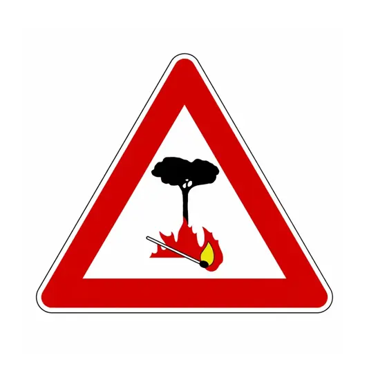 Cartello stradale pericolo incendio