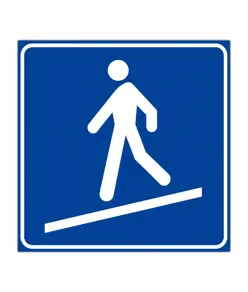 Cartello stradale rampa pedonale inclinata