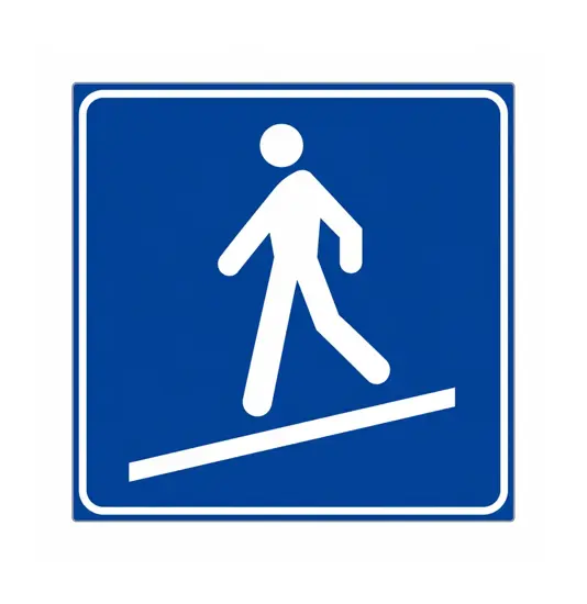 Cartello stradale rampa pedonale inclinata