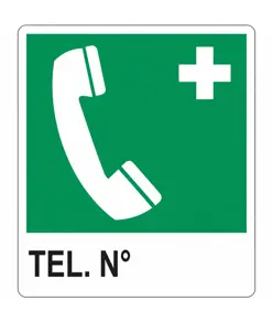 etichette adesive 'telefono di emergenza' con scritta, formato 160 x 210 mm