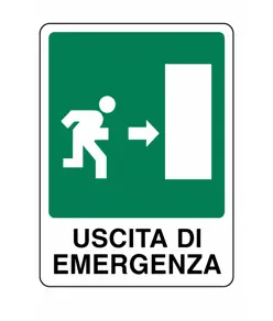 Cartello 'uscita di emergenza a destra