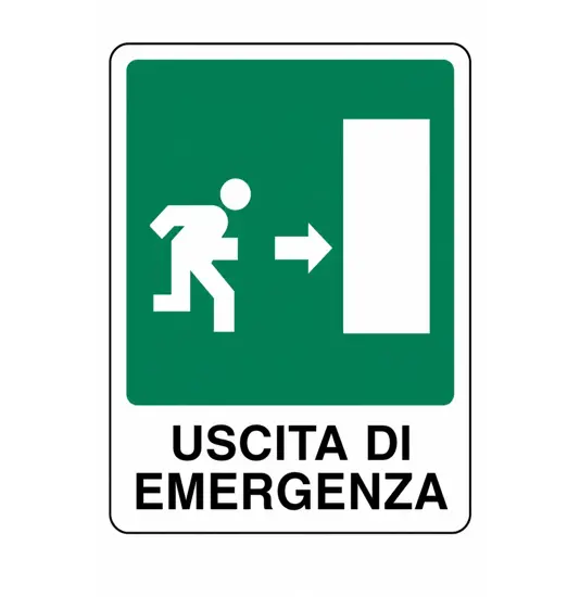 Cartello 'uscita di emergenza a destra