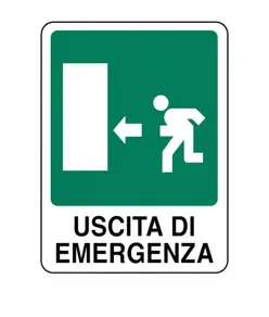 Cartello 'uscita di emergenza a sinistra