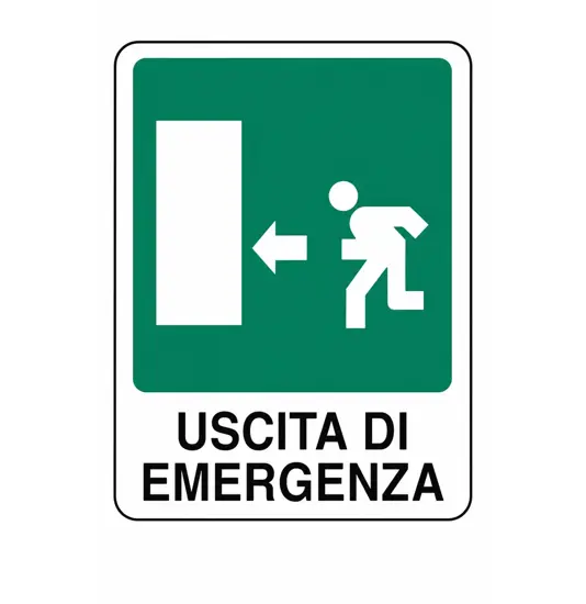 Cartello 'uscita di emergenza a sinistra
