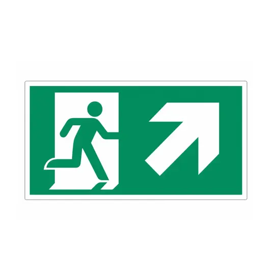 Cartello 'uscita di emergenza avanti/destra'