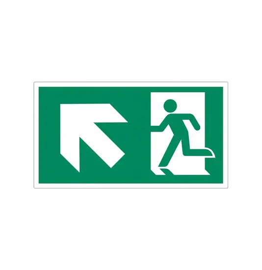 Cartello 'uscita di emergenza avanti/sinistra'