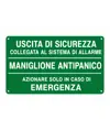 Etichetta adesiva 'uscita di sicurezza collegata al sistema di allarme / Maniglione antipanico...'