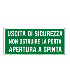 etichette adesive 'uscita di sicurezza / non ostruire la porta / apertura a spinta'
