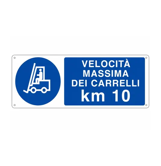 Cartello  velocità mssima dei carrelli KM 10