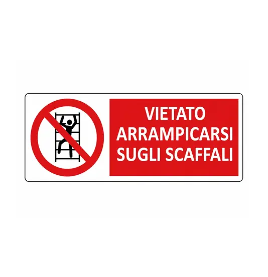 Cartello vietato  arrampicarsi sugli scaffali