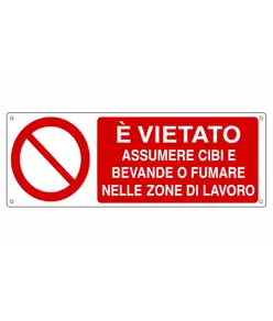 etichette adesive vietato  assumere cibi e bevande o fumare nelle zone di lavoro