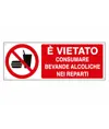 Cartello vietato  consumare bevande alcoliche nei reparti