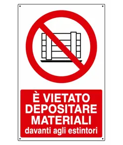 Cartello vietato  depositare materiale davanti agli estintori