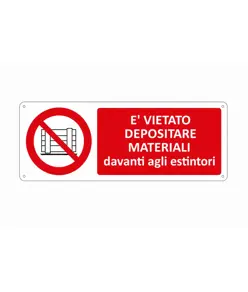 Cartello vietato  depositare materiale davanti agli estintori