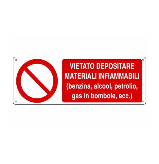 Cartello vietato  depositare materiali infiammabili