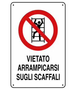 Cartello vietato  'è vietato arrampicarsi sugli scaffali'