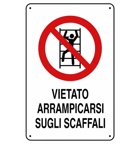 Cartello vietato  'è vietato arrampicarsi sugli scaffali'