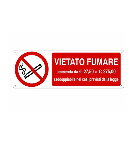 Cartello vietato fumare con sanzioni