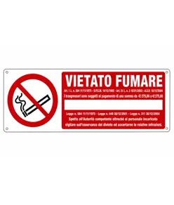 Cartello vietato  fumare i trasgressori sono soggetti al pagamento