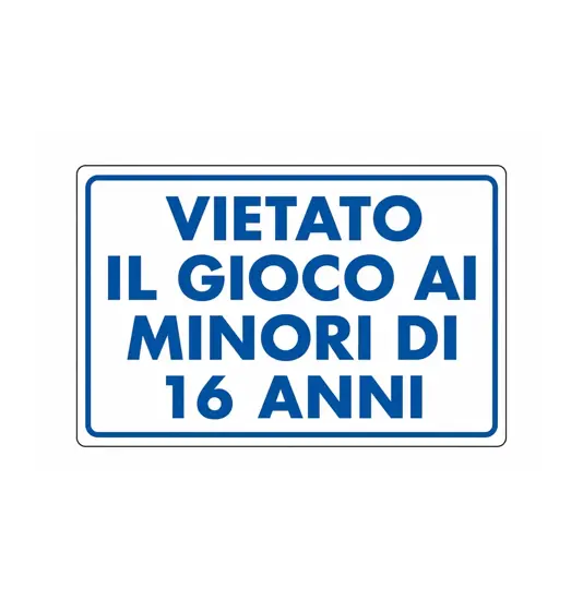 Cartello "vietato il gioco ai minori .."