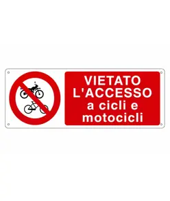 etichette adesive  vietato l'accesso a cicli e motocicli
