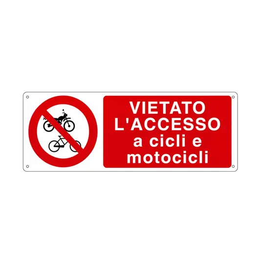 Cartello vietato  l'accesso a cicli e motocicli