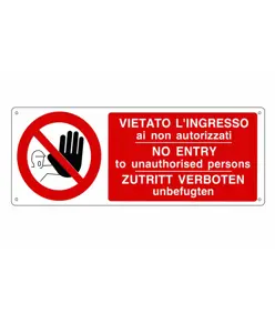 etichette adesive 'vietato l'ingresso ai non autorizzati/no entry...' multilingua, dimensioni 350 x 125mm