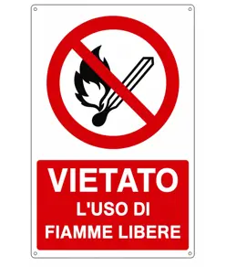 Cartello  vietato l'uso di fiamme libere