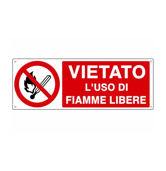 Cartello  vietato l'uso di fiamme libere