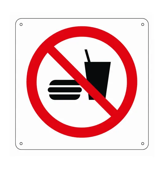 Cartello vietato  mangiare o bere