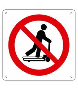Cartello vietato  salire sui transpallet