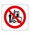 Cartello vietato  salire sulle forche dei carrelli elevatori