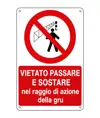 Cartello vietato  sostare nel raggio di azione della gru