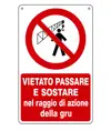 Cartello vietato  sostare nel raggio di azione della gru