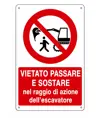 Cartello vietato sostare raggio azione escavatore