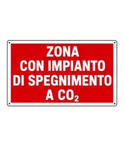 Cartello 'zona con impianto di spegnimento a CO2'